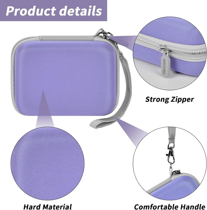 Grapsa Digital Camera Case for CAMKORY/for Kodak Pixpro/for VAHOIALD/for Sony DSCW800 830/ for Canon PowerShot 180 190. Kids Vlogging Cameras Storage Holder for Accessories (Box Only)-Purple - Image 3